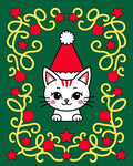 Cute Christmas Cat Festive Garland Rug