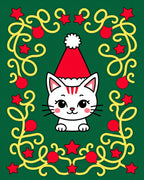 Cute Christmas Cat Festive Garland Rug