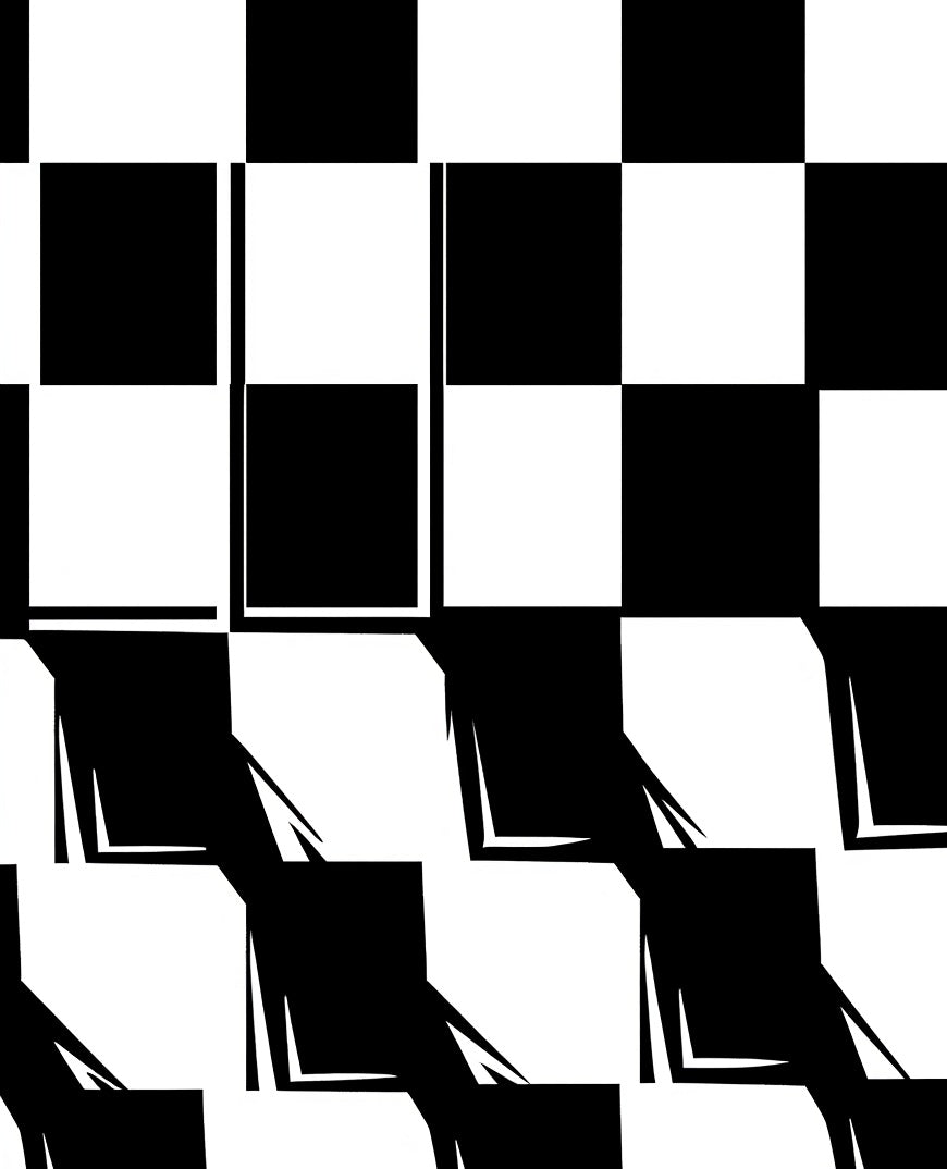 Bold Black White Checkerboard Illusion Rug