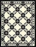 Intricate Black Cream Floral Lattice Rug