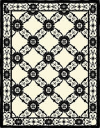 Intricate Black Cream Floral Lattice Rug