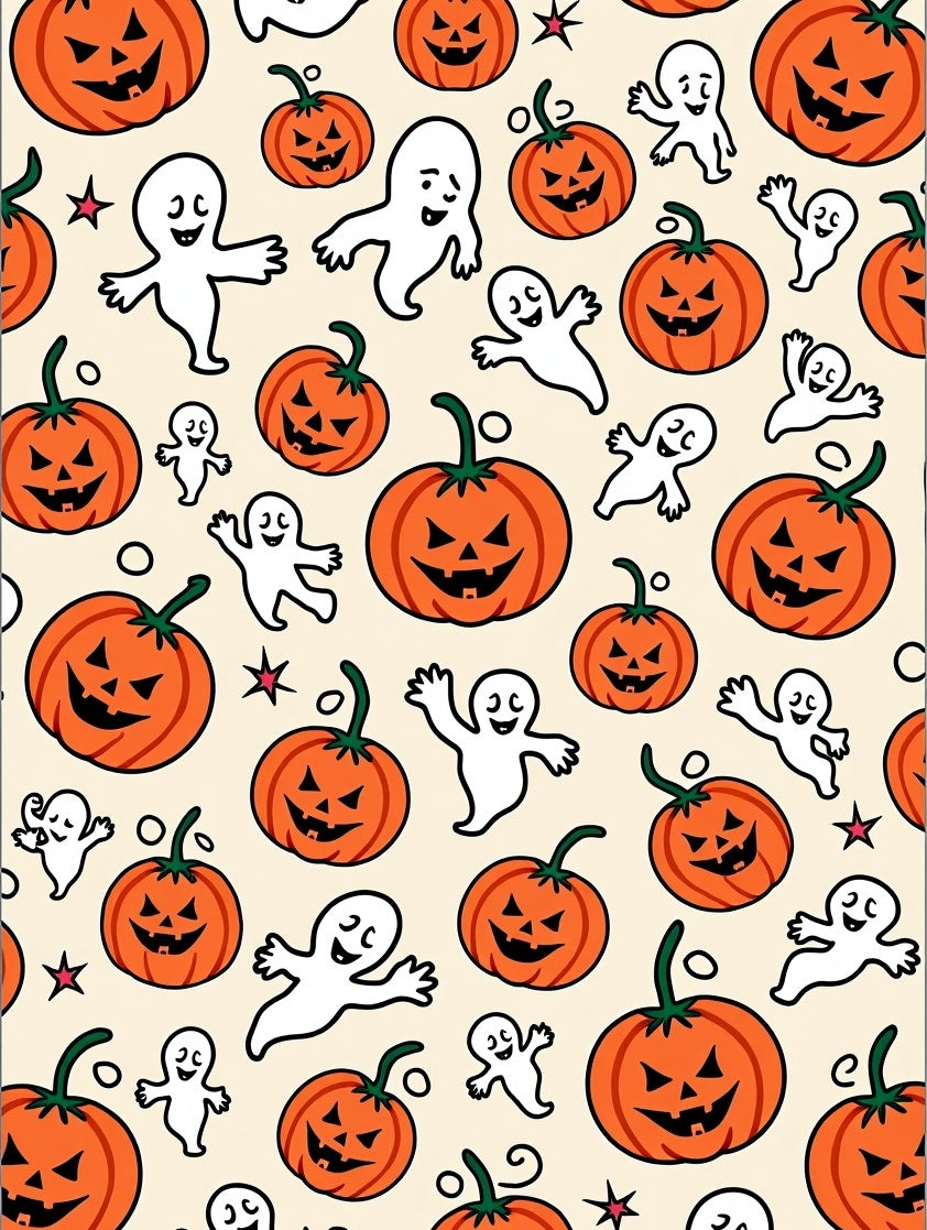 Spooky Pumpkin Ghost Orange Halloween Rug