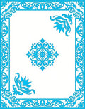 Bright Blue Ornate Scrollwork Medallion Interior Rug