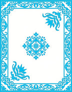 Bright Blue Ornate Scrollwork Medallion Interior Rug