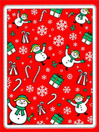 Joyful Red Snowman Candy Cane Present Rug