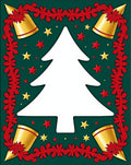 Festive Green White Tree Golden Bells Rug