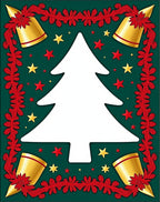 Festive Green White Tree Golden Bells Rug