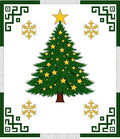 Green Festive Christmas Tree Stars Rug