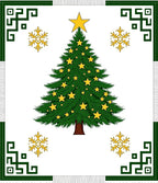 Green Festive Christmas Tree Stars Rug
