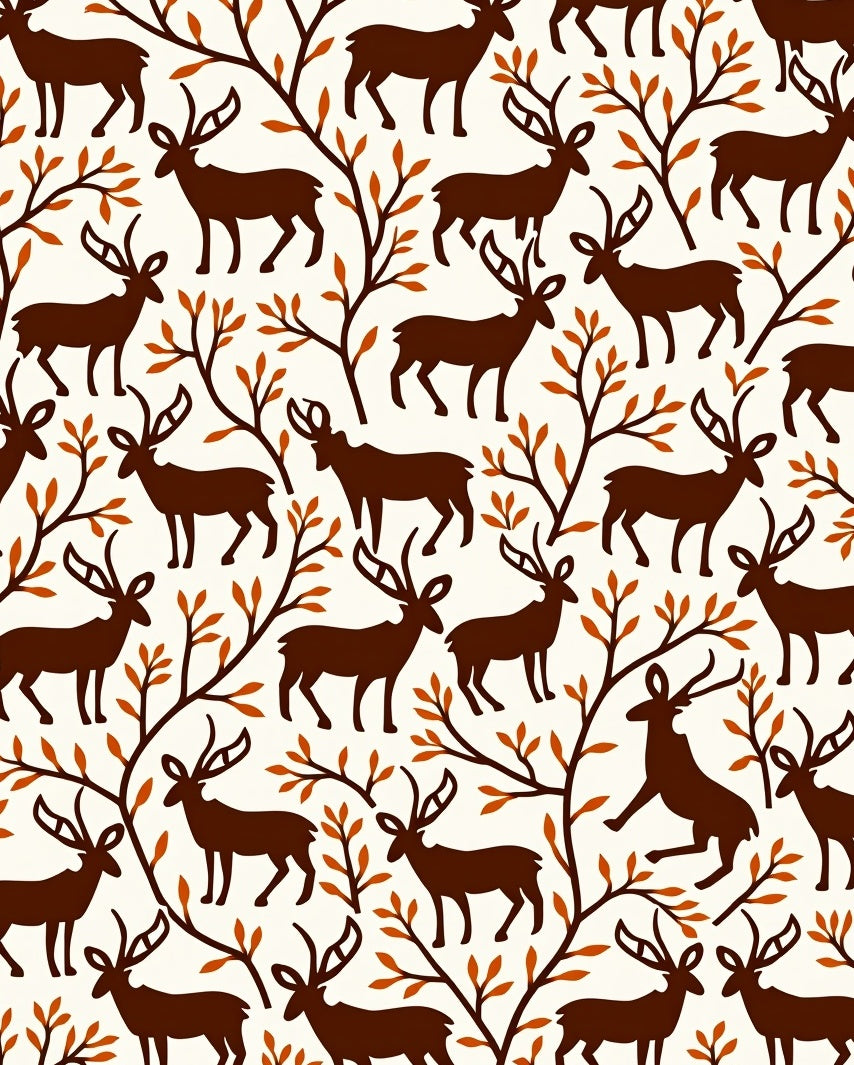 Rustic Woodland Deer And Branches Rug