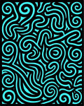 Cyan Swirls Black Abstract Lines Rug