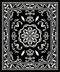 Black White Floral Medallion Art Decor Rug
