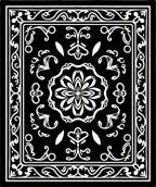 Black White Floral Medallion Art Decor Rug