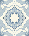 Pale Blue Floral Starburst Medallion Rug