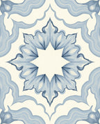 Pale Blue Floral Starburst Medallion Rug