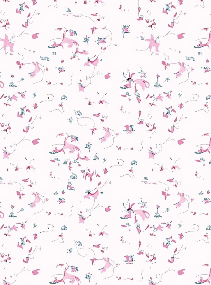 Whimsical pink and blue floral scatter Rug
