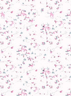 Whimsical pink and blue floral scatter Rug