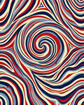 Waves of Red, Blue, and Cream Swirl Rug