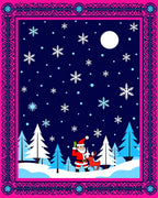 Festive Santa Snowfall Forest Border Rug