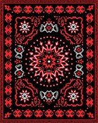 Crimson Black Snowflake Medallion Rug