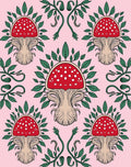 Whimsical Red Mushroom Garden Vine Rug