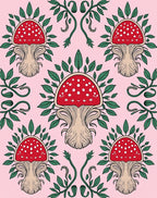Whimsical Red Mushroom Garden Vine Rug