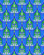 Blue Green White Abstract Scale Rug