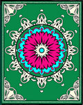 Vibrant Magenta Teal Floral Medallion Rug