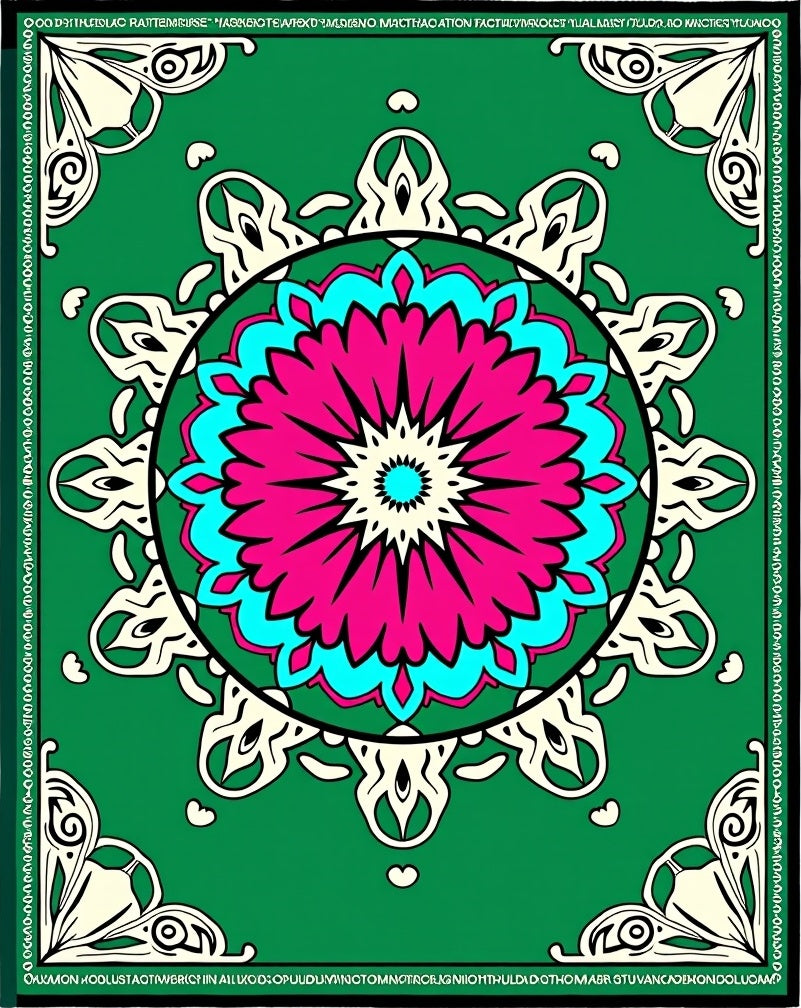 Vibrant Magenta Teal Floral Medallion Rug