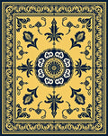 Luminous Yellow Blue Ornamental Medallion Rug