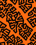 Orange Black Abstract Maze Rug