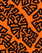 Orange Black Abstract Maze Rug