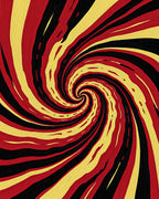 Bold Red Yellow Swirling Tunnel Rug