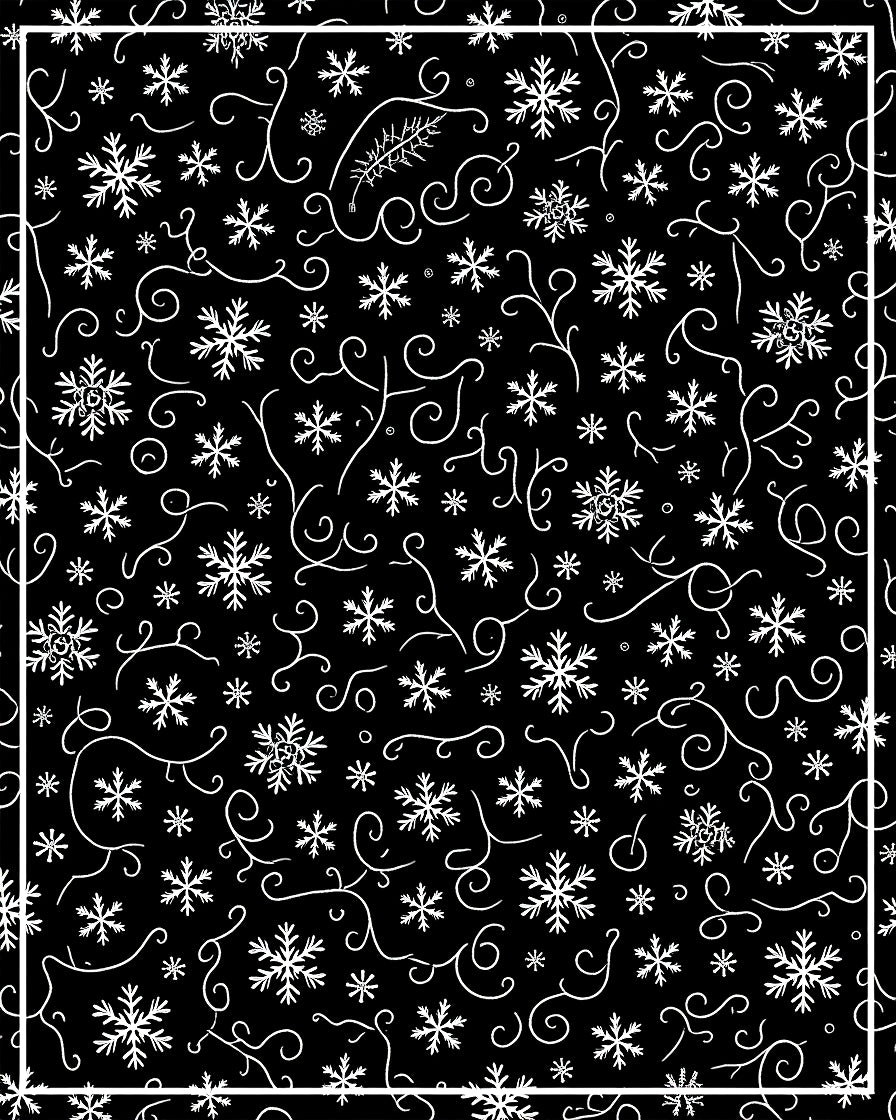 White Snowflake Swirl Whimsy Rug