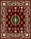 Crimson Laurel Wreath Geometric Rug