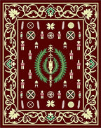 Crimson Laurel Wreath Geometric Rug