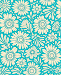 Aqua White Floral Daisy Medallions Rug