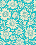Aqua White Floral Daisy Medallions Rug
