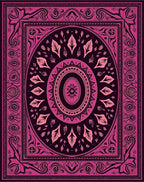 Deep Magenta Medallion Frame Rug