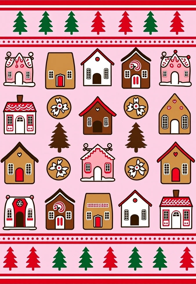 Pastel Gingerbread Village Woodland Whimsy Rug