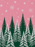 Pink Forest Snowflakes Christmas Trees Rug