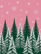 Pink Forest Snowflakes Christmas Trees Rug