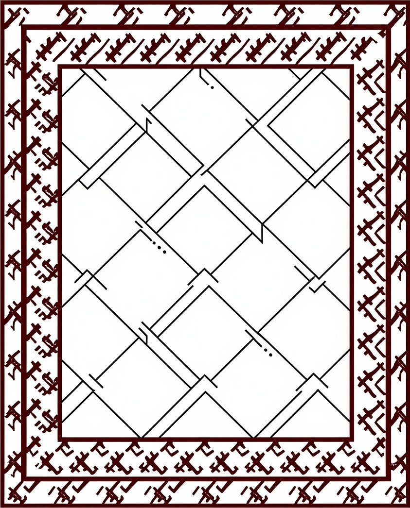 Geometric Brown Lattice Border Rug