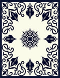 Navy White Ornamental Starburst Floral Rug