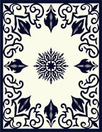Navy White Ornamental Starburst Floral Rug
