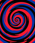 Crimson Blue Black Swirling Vortex Rug