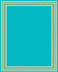 Turquoise Ivory Gold Bordered Frame Rug