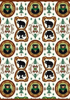 Woodland Bear Forest Medallion Repeat Rug