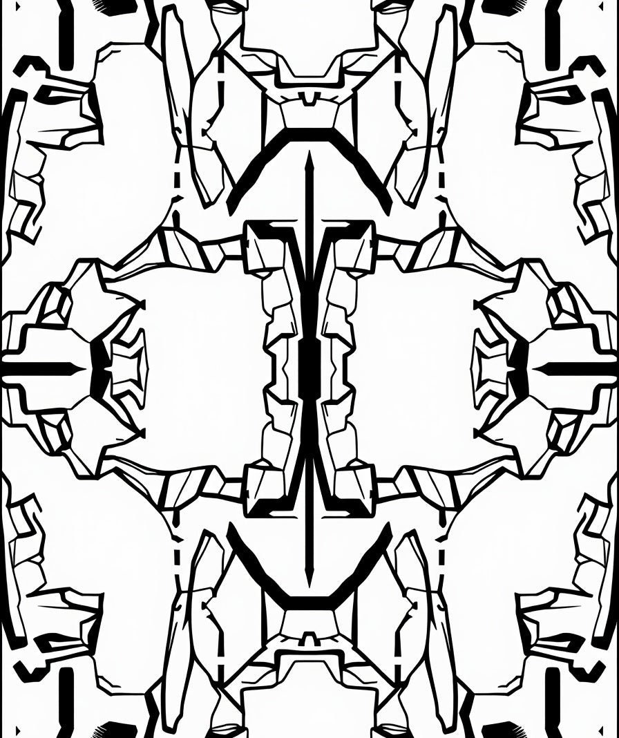 Black and White Geometric Armor Design Rug