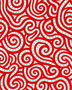 Bold Red Swirls Turquoise Stars Rug